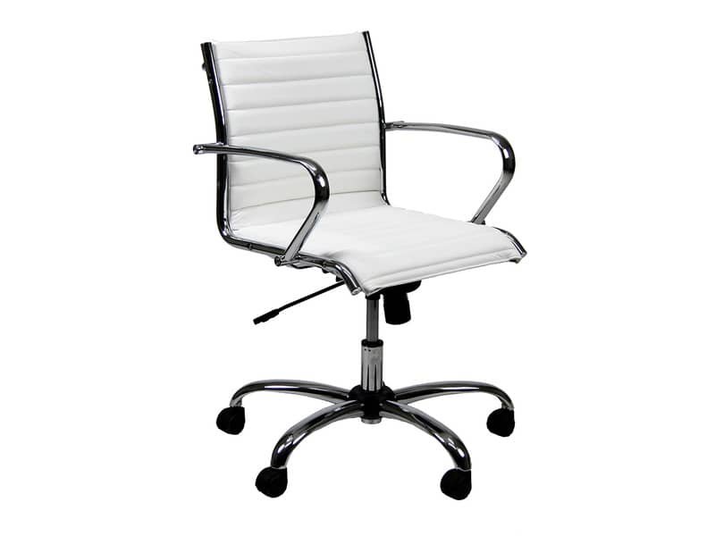 Poltrona direzionale girevole Unisit Pollux New PND schienale basso – rivest. ecopelle bianco – con braccioli PND/KQ