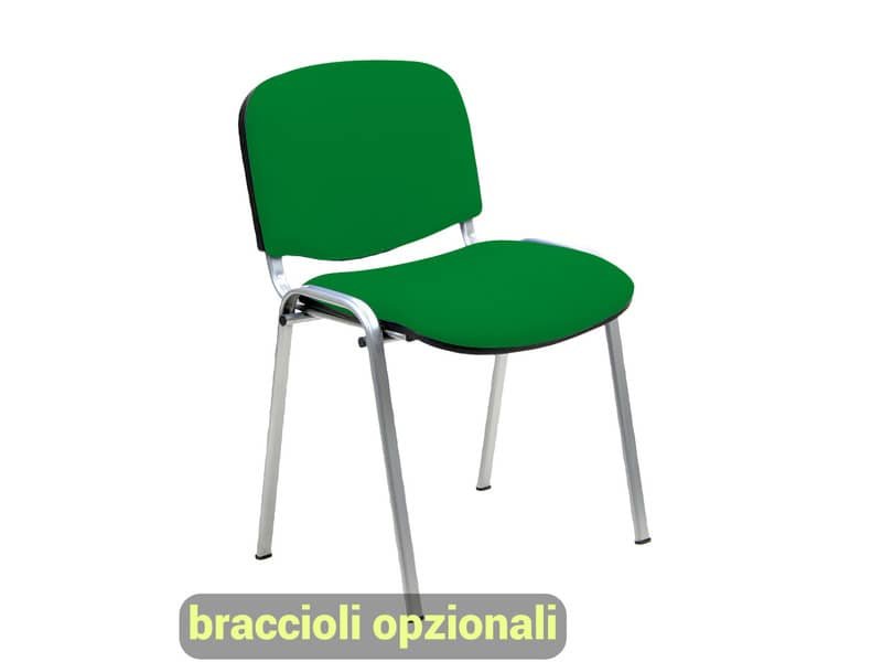 Sedia visitatore 4 gambe Unisit Dado D5C acciaio cromato – rivestimento eco verde – Conf. 2 pezzi – D5C/2/EV