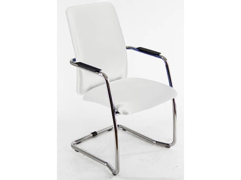 Sedia visitatore con slitta Unisit Lithium LTLTA schienale alto – rivest. ecopelle bianco – LTLTA/KQ