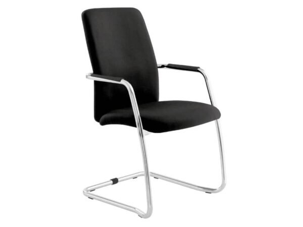 Sedia visitatore con slitta Unisit Lithium LTLTA schienale alto - rivest. pelle nero - LTLTA/PN