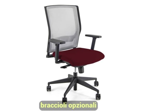 Sedia operativa girevole Unisit X Ray X2 schienale in rete grigio - rivestimento ignifugo bordeaux - X2/ID