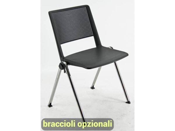 Sedia visitatore a 4 gambe Unisit Revolution RECP - schienale rigido rete PPL nero - conf. 2 pezzi  - RECP/2/NE
