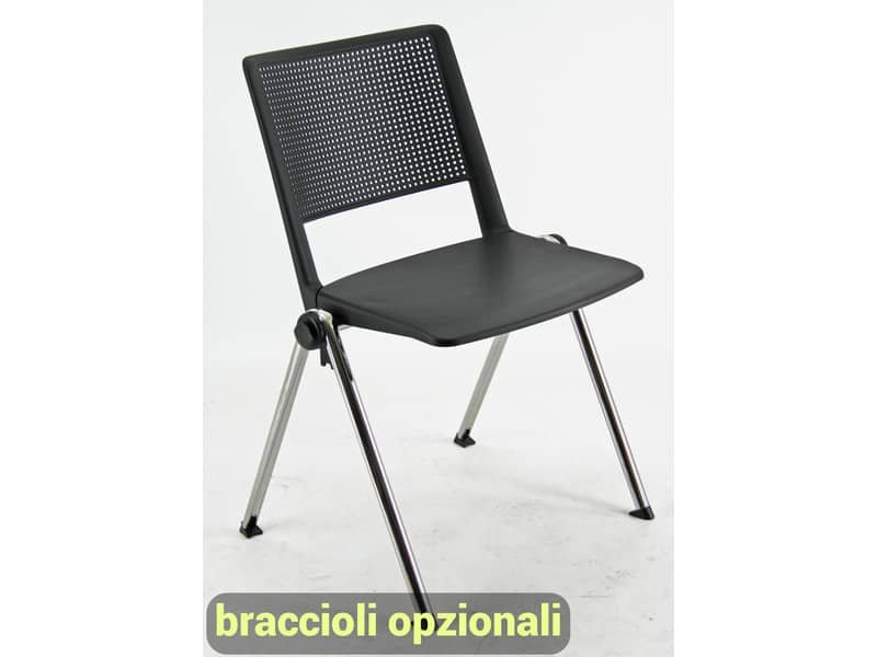 Sedia visitatore a 4 gambe Unisit Revolution RECP – schienale rigido rete PPL nero – conf. 2 pezzi  – RECP/2/NE