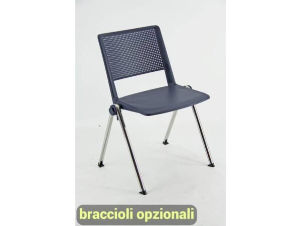 Sedia visitatore a 4 gambe Unisit Revolution RECP - schienale rigido rete PPL blu - conf. 2 pezzi - RECP/2/BL