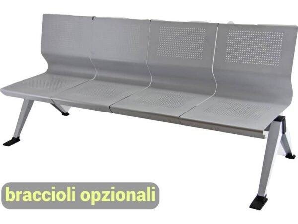 Panca 5 posti attesa Unisit Panair PA5P acciaio verniciato grigio - schienale forato traspirante - PA5P