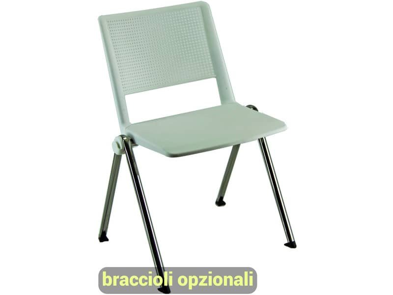 Sedia visitatore a 4 gambe Unisit Revolution RECP – schienale rigido rete PPL bianco – conf. 2 pezzi – RECP/2/BI