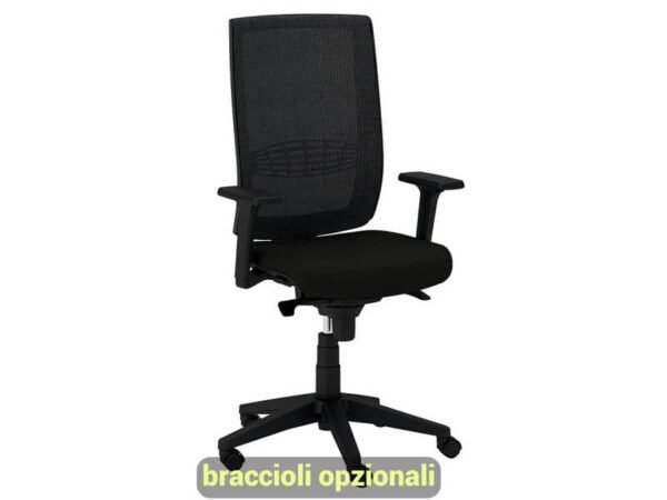 Sedia semidirezionale girevole Unisit Kind KIAN schienale in rete nero - rivestimento ecopelle nero - KIAN/KN