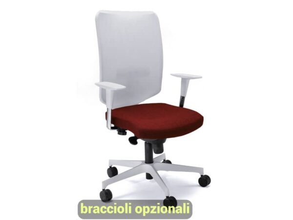 Sedia semidirezionale girevole Unisit Newair NWB - schienale rete bianco - rivestimento ignifugo rosso - NWB/IR