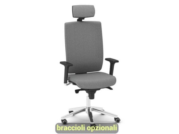 Sedia semidirezionale girevole Unisit Kind KIPGT con poggiatesta rivestimento pelle grigio - KIPGT/PT