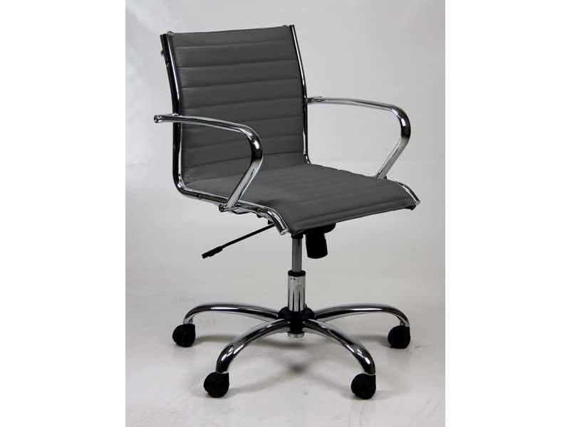Poltrona direzionale girevole Unisit Pollux New PND schienale basso – rivest. pelle grigio – con braccioli – PND/PT