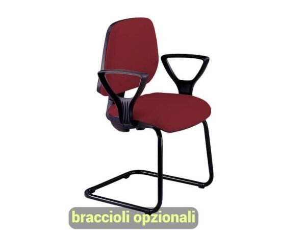 Sedia operativa visitatore Unisit Leda LDS Eco smart su slitta - rivestimento ignifugo - bordeaux - LDS/ID