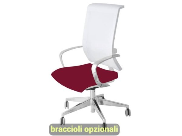Sedia semidirezionale girevole Unisit Galatea GTJB schienale in rete bianco - rivest. ignifugo bordeaux - GTJB/ID