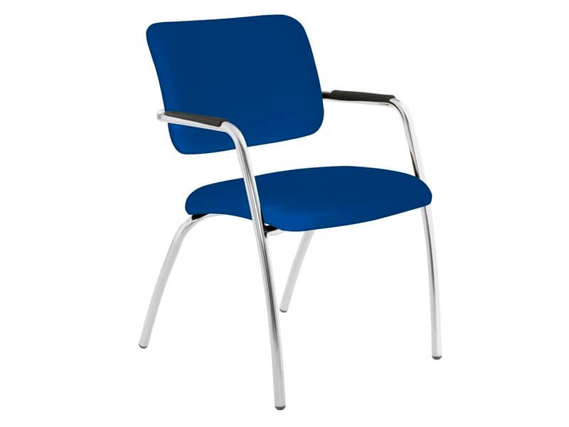 Sedia visitatore a 4 gambe Unisit Lithium LT4G struttura cromata – rivest. ignifugo blu – LT4G/IB