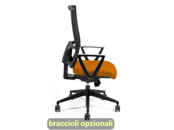 Sedia operativa girevole Unisit Nereide NDAE schienale in rete - rivestimento Eco arancione - NDAE/EA