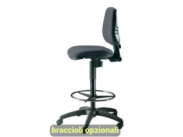 Sgabello tecnico Unisit Esos EOE1 seduta alta - poggiapiedi telescopico - rivestimento Eco grigio scuro - EOE1/ET