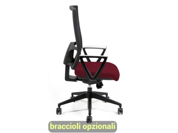 Sedia operativa girevole Unisit Nereide NDAE schienale in rete - rivestimento ignifugo bordeaux - NDAE/ID