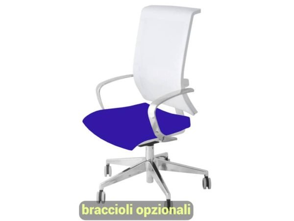 Sedia semidirezionale girevole Unisit Galatea GTJB schienale in rete bianco - rivest. fili di luce blu GTJB/F11