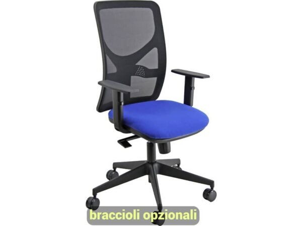 Sedia operativa girevole Unisit Pentagon Y10 PENA schienale in rete nero rivest. Eco blu - PENA/EB