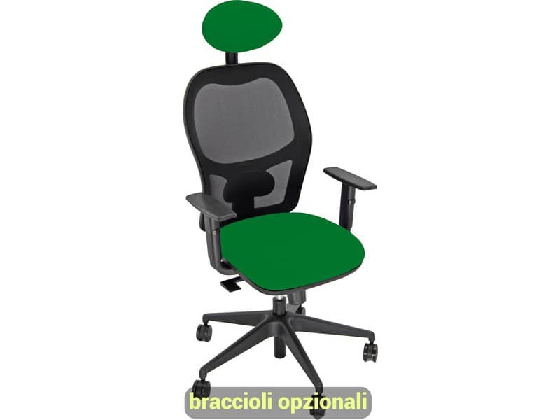 Sedia operativa girevole Unisit Hubble HUHUPG con poggiatesta schienale in rete rivestimento Eco verde HUHUPG/EV