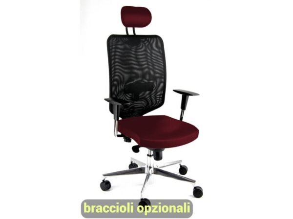 Sedia semidirezionale girevole Unisit Newair NWNAP con poggiatesta schienale alto nero riv. ignifug bordeauxNWNAP/ID