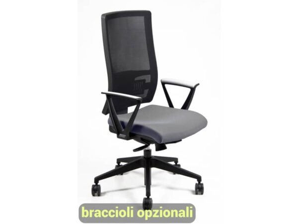 Sedia operativa girevole Unisit Nereide NDAE schienale in rete - rivestimento ignifugo grigio scuro - NDAE/IT