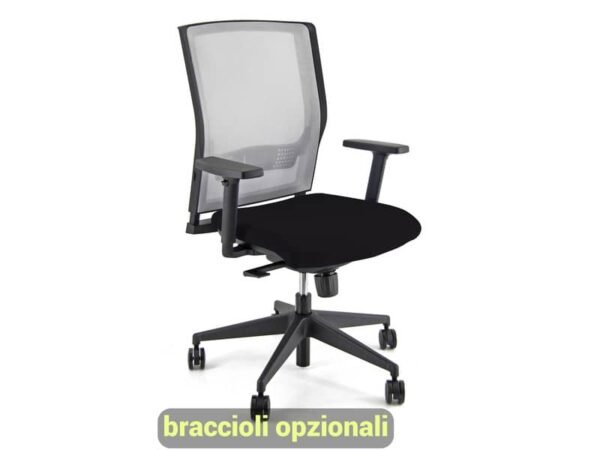Sedia operativa girevole Unisit X Ray X2 schienale in rete grigio - rivestimento Eco nero - X2/EN