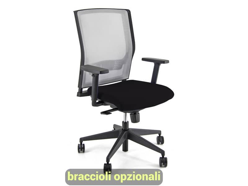 Sedia operativa girevole Unisit X Ray X2 schienale in rete grigio – rivestimento Eco nero – X2/EN