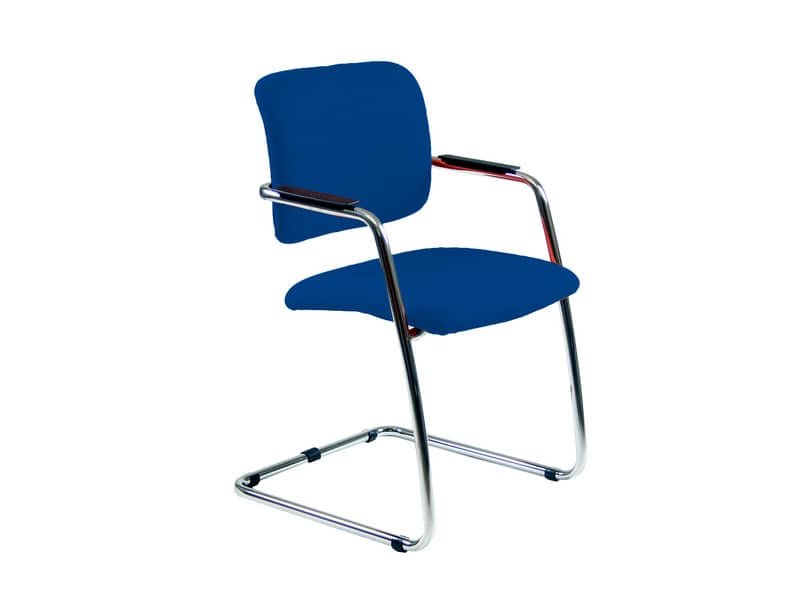 Sedia visitatore con slitta Unisit Lithium LTLT struttura cromata – rivest. ignifugo blu – impilabile LTLT/IB
