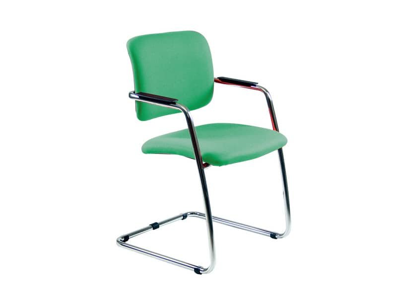 Sedia visitatore con slitta Unisit Lithium LTLT struttura cromata – rivest. Eco verde – impilabile LTLT/EV