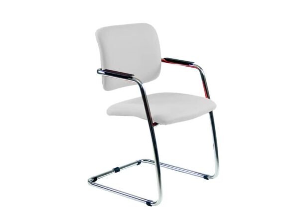 Sedia visitatore con slitta Unisit Lithium LTLT struttura cromata - rivest. pelle bianco - impilabile LTLT/PQ