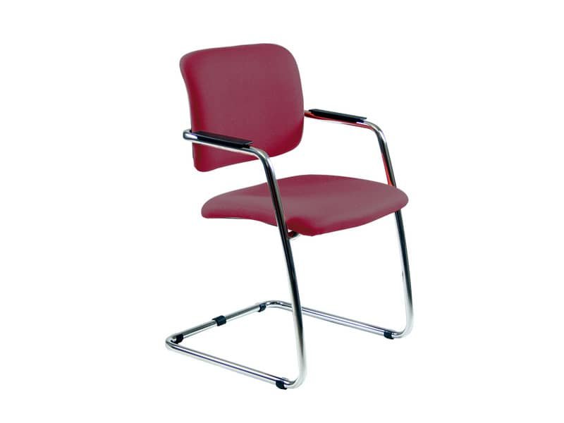 Sedia visitatore con slitta Unisit Lithium LTLT struttura cromata – rivest. ignifugo bordeaux – impilabile LTLT/ID