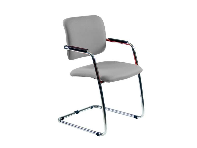 Sedia visitatore con slitta Unisit Lithium LTLT struttura cromata – rivest. pelle grigio – impilabile LTLT/PT