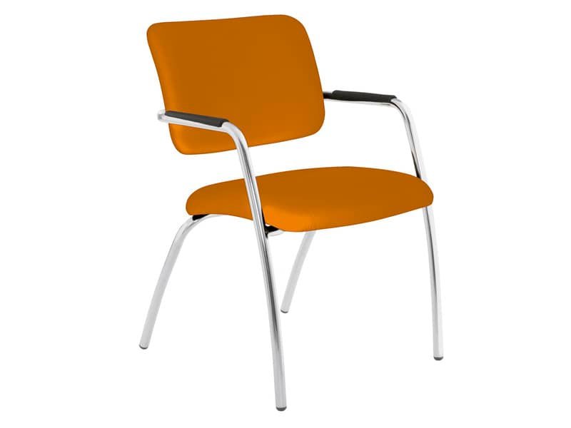 Sedia visitatore a 4 gambe Unisit Lithium LT4G struttura cromata – rivest. Eco arancione – LT4G/EA