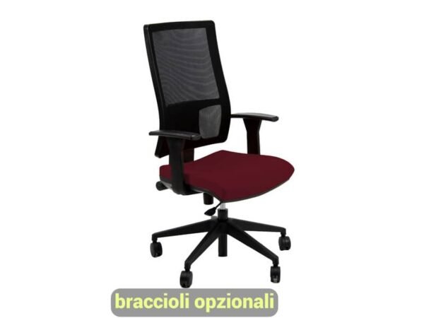 Sedia operativa girevole Unisit Nereide NDA schienele in rete - rivestimento ignifugo bordeaux - NDA/ID