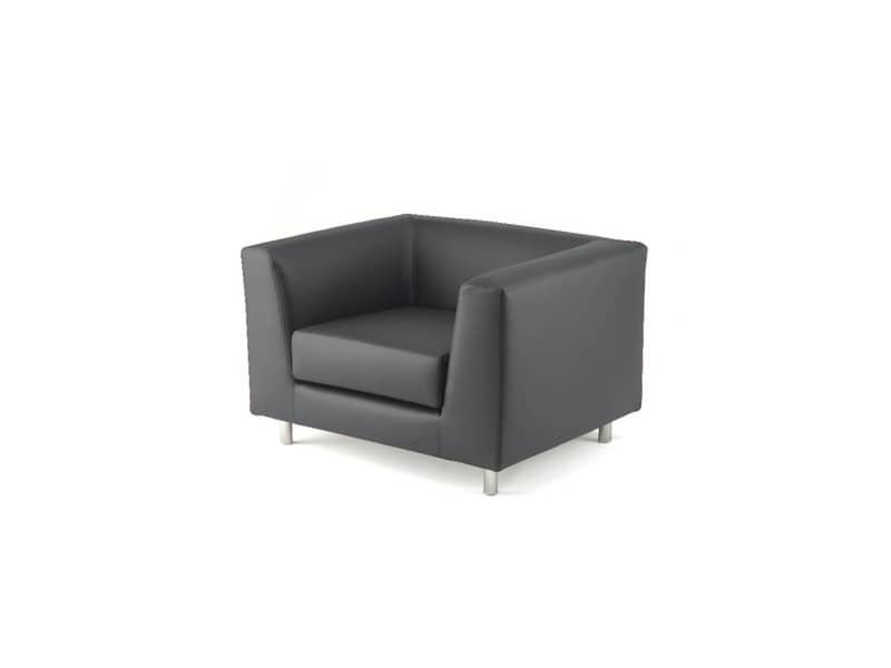 Divano attesa a 1 posto Unisit Quad QD1 schienale fisso – rivestimento tessuto ignifugo grigio scuro – QD1/IT