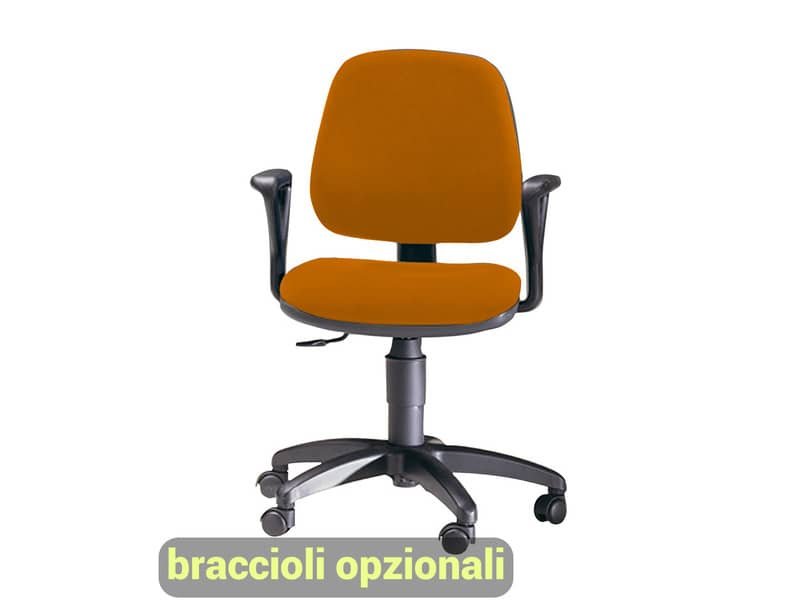 Sedia operativa girevole Unisit Leda LDB Eco smart – schienale basso – rivestimento Eco arancione – LDB/EA