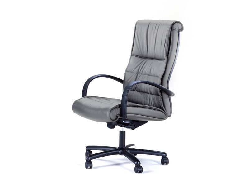 Poltrona direzionale girevole Unisit Gemini GMPY schienale fisso rivestimento ecopelle grigio – GMPY/KG