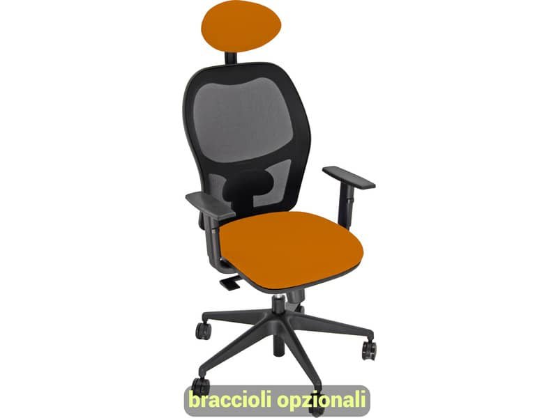 Sedia operativa girevole Unisit Hubble HUHUPG con poggiatesta schienale in rete rivestimento Eco arancione HUHUPG/EA