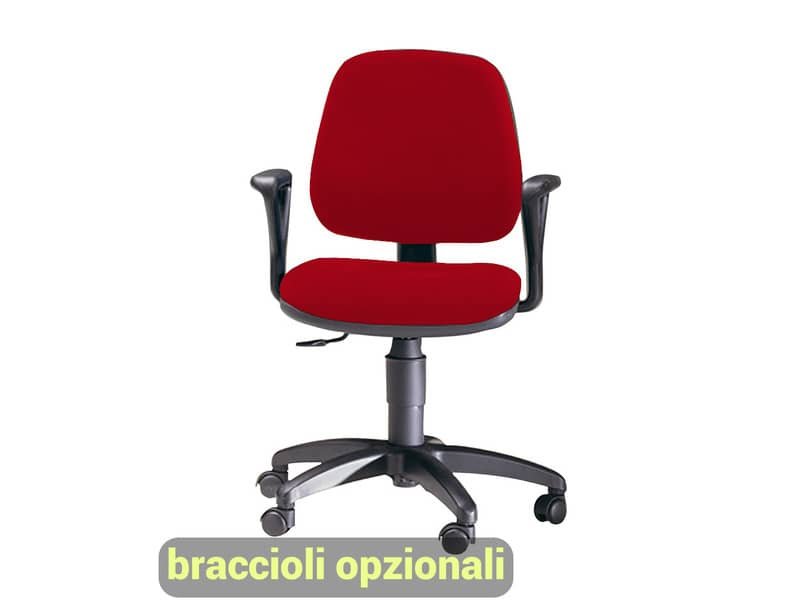Sedia operativa girevole Unisit Leda LDB Eco smart – schienale basso – rivestimento Eco rosso – LDB/ER