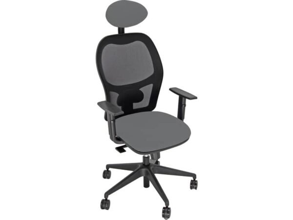 Sedia operativa girevole Unisit Hubble HUHUPG con poggiatesta - rivestimento pelle grigio con braccioli HUHUPG/BR/PT