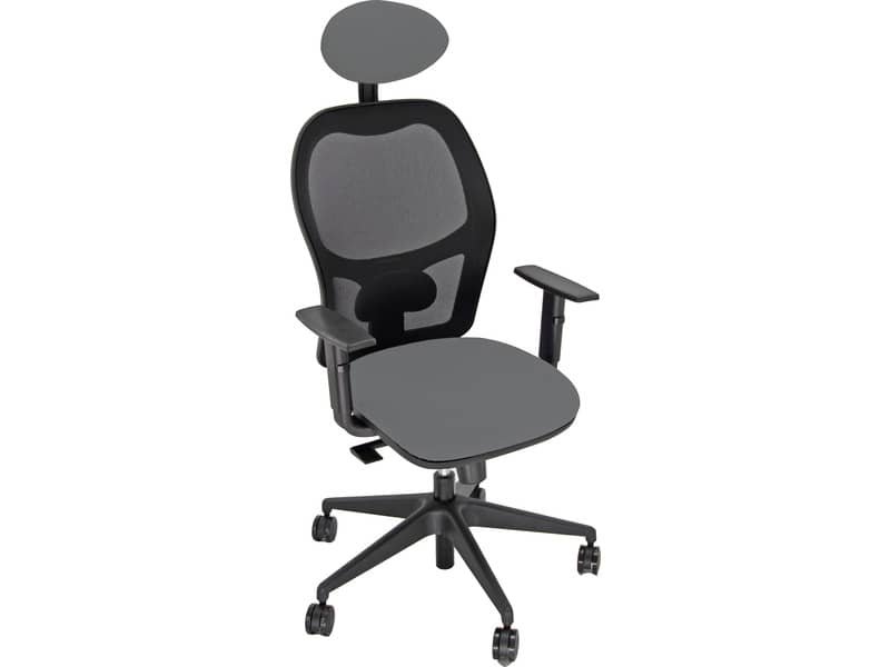 Sedia operativa girevole Unisit Hubble HUHUPG con poggiatesta – rivestimento pelle grigio con braccioli HUHUPG/BR/PT