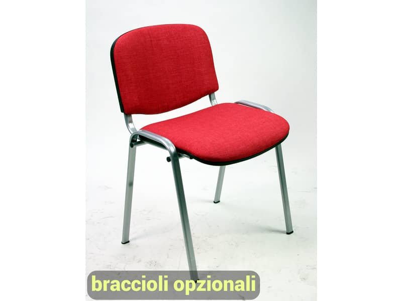 Sedia visitatore 4 gambe Unisit Dado D5C acciaio cromato – rivestimento eco rosso – Conf. 2 pezzi – D5C/2/ER