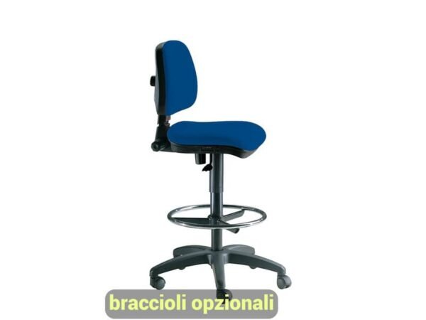 Sgabello tecnico Unisit Esos EO0 seduta alta - poggiapiedi telescopico - rivestimento Eco blu - EO0/EB