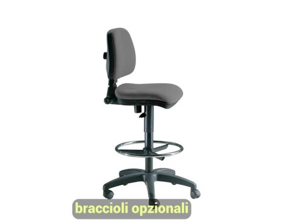 Sgabello tecnico Unisit Esos EO0 seduta alta - poggiapiedi telescopico - rivestimento ignifugo grigio - EO0/IT