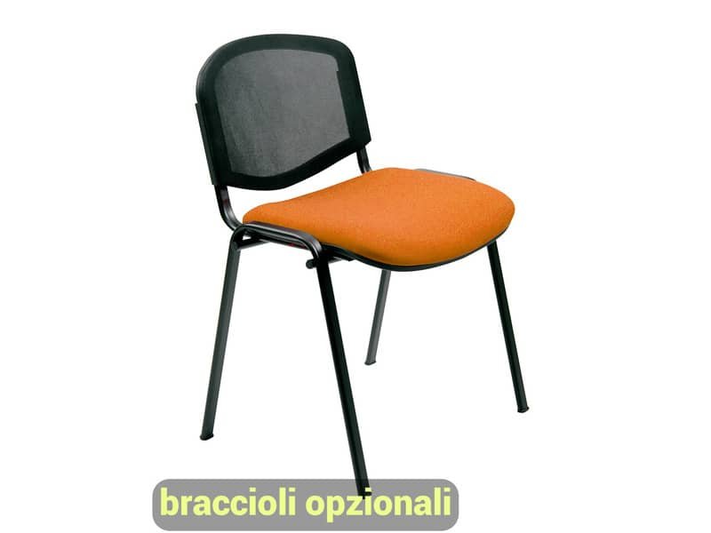 Sedia visitatore 4 gambe Unisit Dado D5N schienale in rete – rivestimento eco arancione – Conf. 2 pezzi – D5N/2/EA
