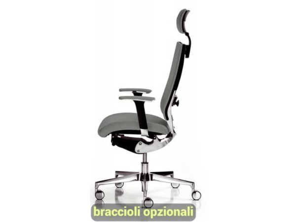 Sedia semidirezionale girevole Unisit Concept COTPG ergonomica con poggiatesta rivestimento pelle grigio - COTPG/PT
