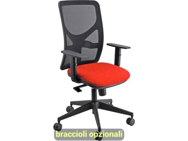 Sedia operativa girevole Unisit Pentagon Y10 PENA schienale in rete nero rivest. Eco rosso - PENA/ER