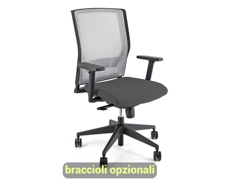 Sedia operativa girevole Unisit X Ray X2 schienale in rete grigio – rivestimento Eco grigio scuro – X2/ET