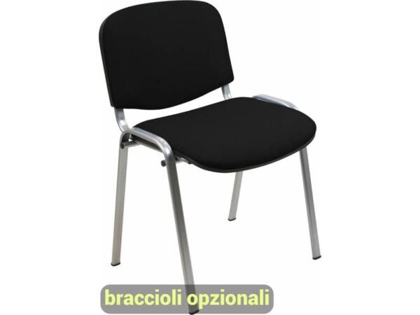 Sedia visitatore 4 gambe Unisit Dado D5G acciaio grigio - rivestimento ignifugo nero - Conf. 2 pezzi - D5G/2/IN