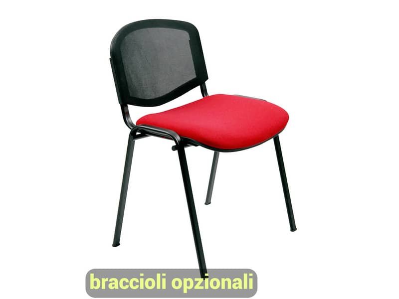 Sedia visitatore 4 gambe Unisit Dado D5N schienale in rete – rivestimento ignifugo rosso – Cf. 2 pezzi – D5N/2/IR